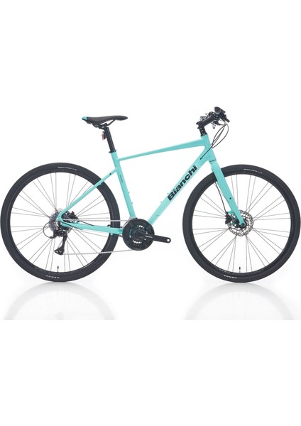 Nırone7 Dısc Erkek Şehir Bisikleti 470H Hd 28 Jant 24 Vites Flatbar Acera ATD500 Celeste Dark Graphıte