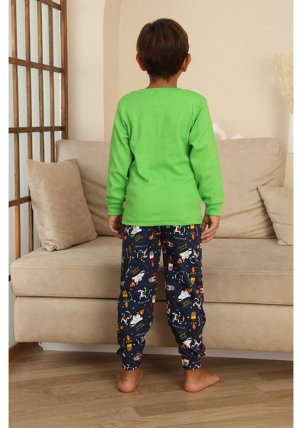 Space Baskılı Erkek Çocuk Pijama takımı - Yeşil fiyatları