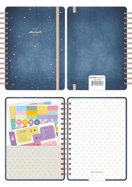 2025-2026 A5 Akademik Ajanda Spiralli Kuşe Kapak 16 Aylık - Yıldızlı Gökyüzü