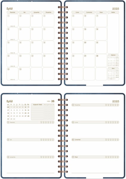 2025-2026 A5 Akademik Ajanda Spiralli Kuşe Kapak 16 Aylık - Yıldızlı Gökyüzü