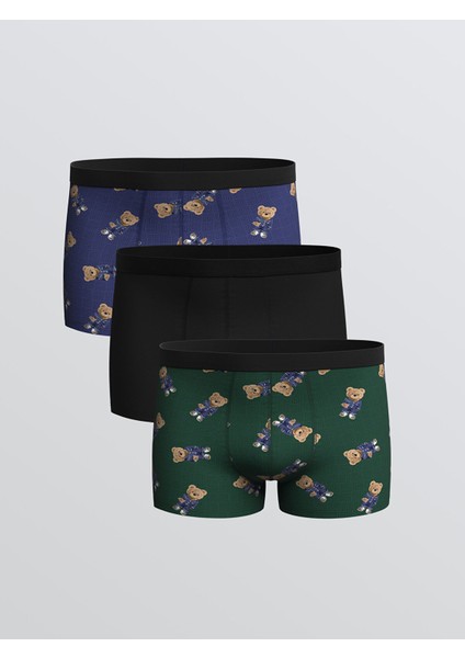 Yeni Sezon Standart Kalıp Pamuklu Esnek Ayı Teddy Baskılı Erkek Boxer