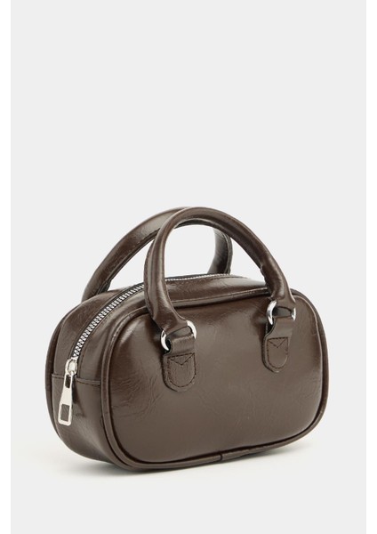 Kahverengi Kadın Mini Çapraz Askılı Retro Çanta