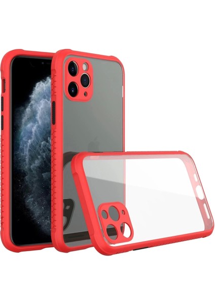 Bfs iPhone 11 Pro Kılıf Miami Şeffaf Silikon - Kırmızı