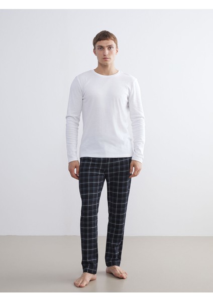 Yeni Sezon Standart Kalıp Ekose Erkek Pijama Alt