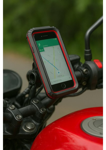 Yeni Profesyonel Su Geçirmez Kılıflı Ayna ve Gidon Bağlantılı Motosiklet Bisiklet Atv Telefon Tutucu