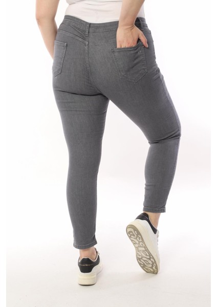 Kadın Battal Tırnaklı Taşlamalı Jeans indirimleri