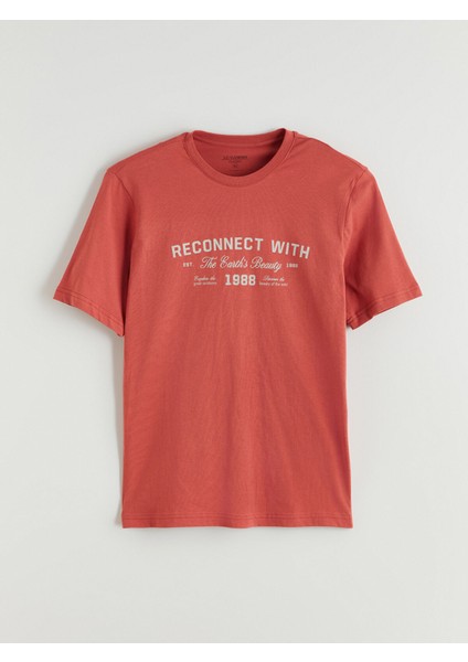 Yeni Sezon Bisiklet Yaka Baskılı Penye Erkek Tişört