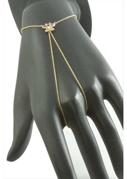 Ds-Derin Kelebek Zirkon Taşlı Lüks Çelik Şahmeran-Sarı