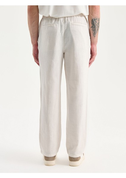 Yeni Sezon Standart Kalıp Keten Görünümlü Erkek Pantolon fırsatları