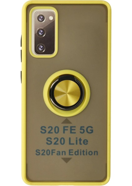 Bfs Samsung Galaxy S20 Fe Kılıf Montreal Yüzüklü Silikon Kapak - Sarı