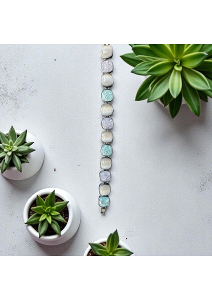 Doğal Taşlı Modern Tasarım Bileklik - Işıltılı & Şık