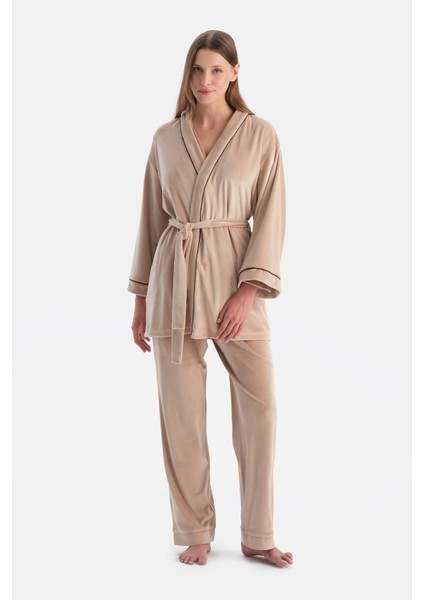 Kadife Uzun Kollu Sabahlık