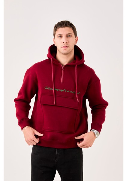 X-4005 Kapüşonlu Yarım Fermuarlı Sweat fiyatları