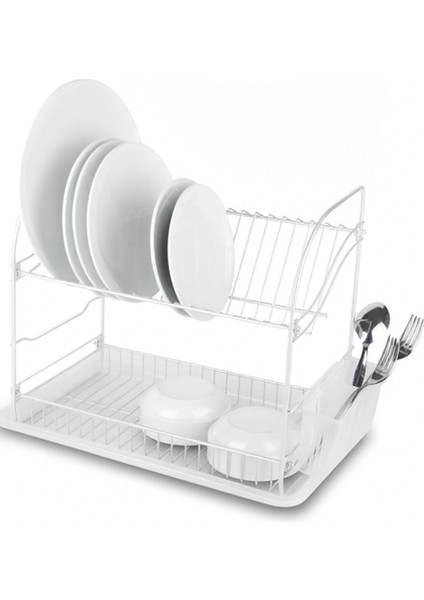 Iki Katlı Metal Tabaklık - Bulaşıklık Beyaz fiyatları