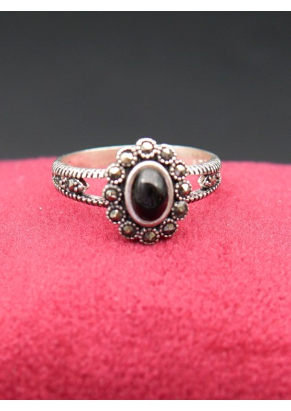 925 Ayar Kadın Gümüş Oltu Taşı Yüzük SY00038 modelleri