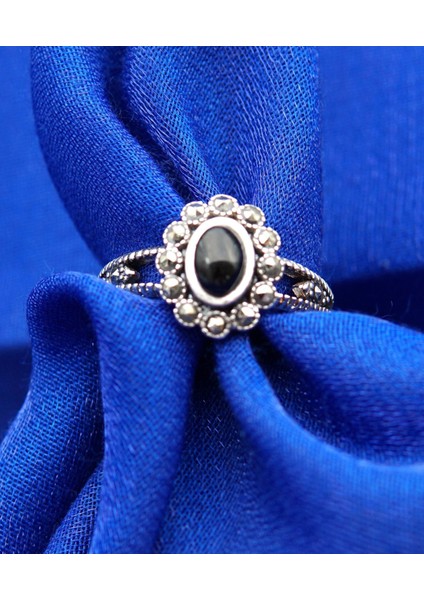 925 Ayar Kadın Gümüş Oltu Taşı Yüzük SY00038 indirimleri