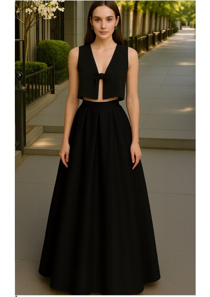 Kadın Saten Önden Bağlamalı Siyah Bustiyer fiyatları