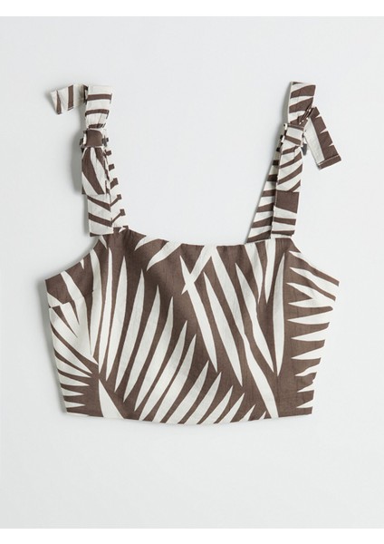 Yeni Sezon Kare Yaka Desenli Askılı Crop indirimleri