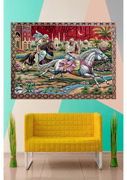 Vintage Serisi Saraydan Prenses Kaçırma Duvar Halısı Duvar Örtüsü Wall Tapestry fiyatları