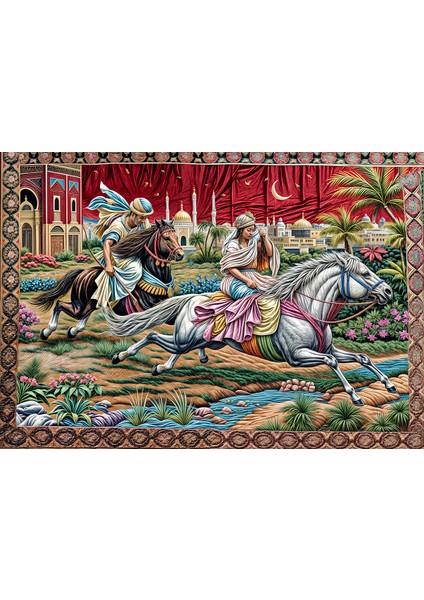 Vintage Serisi Saraydan Prenses Kaçırma Duvar Halısı Duvar Örtüsü Wall Tapestry modelleri