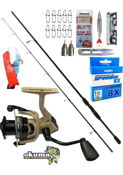 Okuma Outrax 3000 210CM 20-40GR Remixon Double Black Spin Olta Takımı Seti