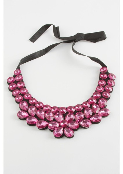 Ds-Derin Papatya Taşlı Yaka Kolye-Pembe fiyatları