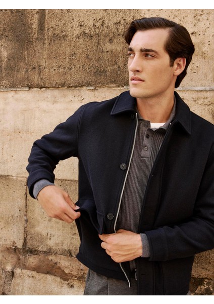 Yeni Sezon Standart Kalıp Gömlek Yaka Erkek Kaşe Mont fırsatları