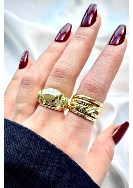 Premium Seri Braids Tasarım Cilalı Ayarlanabilir Kadın Yüzük