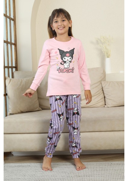 Krm Baskılı Kız Çocuk Pijama takımı - Pembe