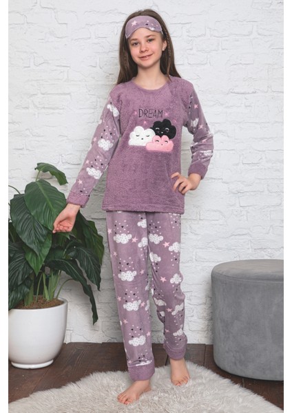 Kız Çocuk Welsoft Kumaş-Göz Bantlı Bulut Baskılı Pijama Takımı 12298 fiyatları