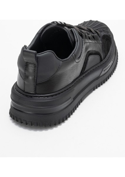 Erkek Kalın Taban Bağcıklı Comfort Casual Ayakkabı Gerçek Deri Mc 20326 Siyah modelleri