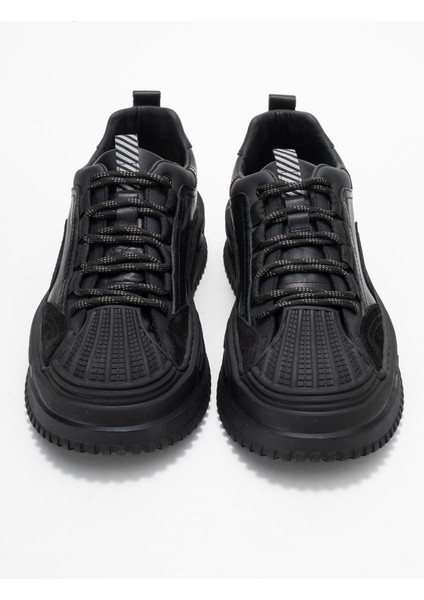 Erkek Kalın Taban Bağcıklı Comfort Casual Ayakkabı Gerçek Deri Mc 20326 Siyah indirimleri