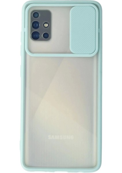 Bfs Samsung Galaxy A71 Kılıf Palm Buzlu Kamera Sürgülü Silikon - Turkuaz
