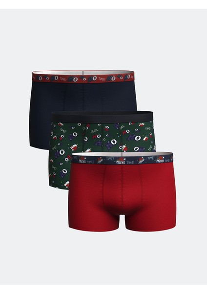 Yeni Sezon Standart Kalıp Yılbaşı Temalı Erkek Boxer 3'lü