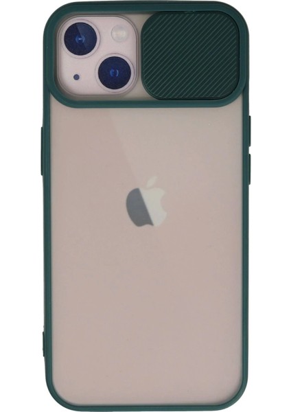 Bfs iPhone 13 Kılıf Palm Buzlu Kamera Sürgülü Silikon - Yeşil