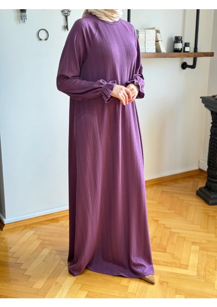 Mürdüm Reglan Kol Saç Örgü Desen Örme Elbise 9923 indirimleri