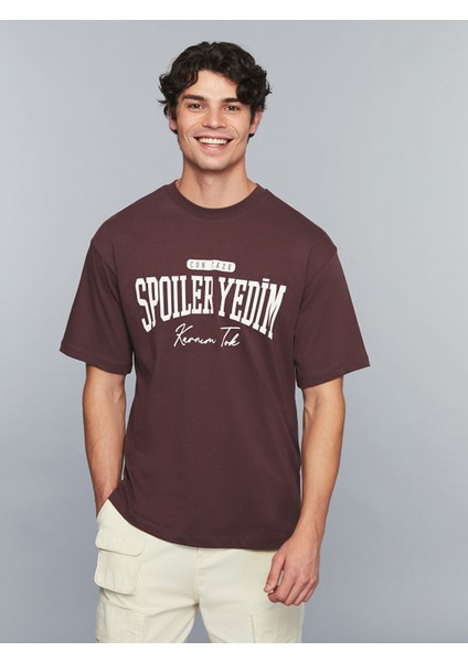 Yeni Sezon Bisiklet Yaka Slogan Baskılı Penye Erkek Tişört