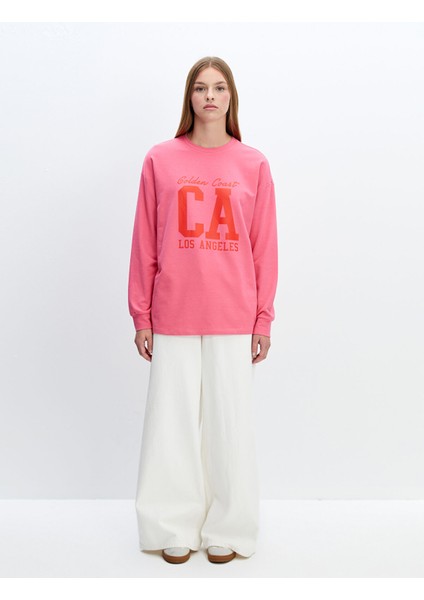 Yeni Sezon Bisiklet Yaka Baskılı Oversize Kadın Sweatshirt Tunik fiyatları