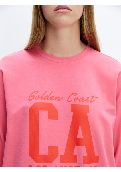 Yeni Sezon Bisiklet Yaka Baskılı Oversize Kadın Sweatshirt Tunik modelleri