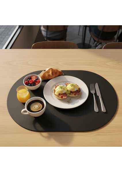 2 Adet Deri Amerikan Servis Supla Oval