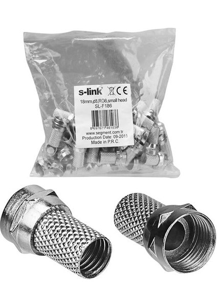S-Link SL-F186 Geniş 18 mm * 8 Rg6/u4 Erkek F Konnektör (50'li Paket)