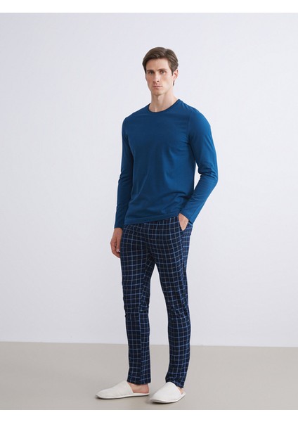 Yeni Sezon Standart Kalıp Ekose Erkek Pijama Alt