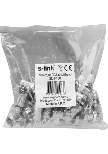 S-Link SL-F186 Geniş 18 mm * 8 Rg6/u4 Erkek F Konnektör (50'li Paket) modelleri