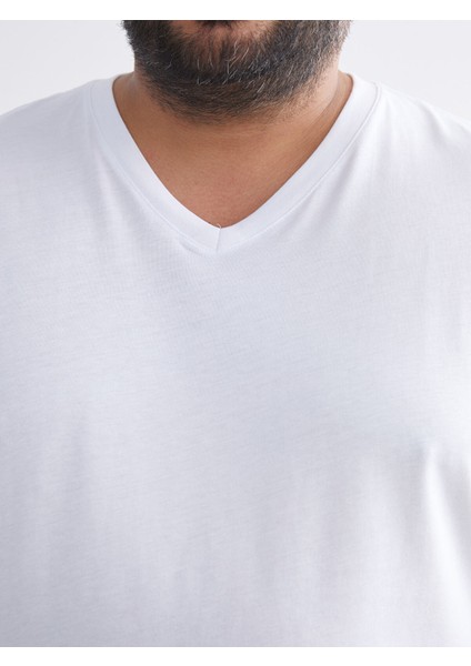 Yeni Sezon Büyük Beden V Yaka Penye Erkek Tişört modelleri