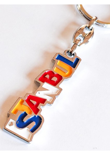 Metal Üzerine Renkli Istanbul Yazan Metal Anahtarlık