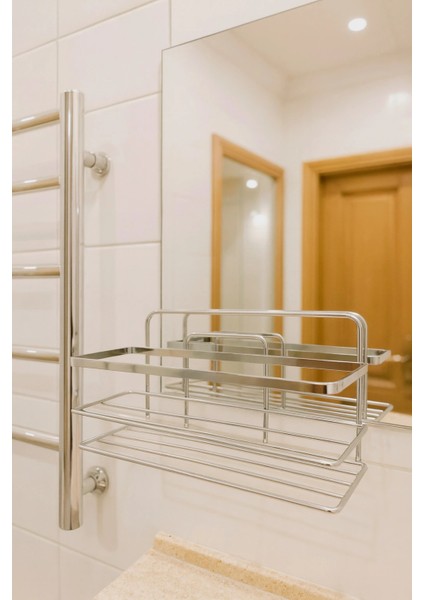 Banyo Köşe Rafı Tek Katlı Şampuanlık Vidalı + Vakumlu Tuvalet Kağıtlık fırsatları