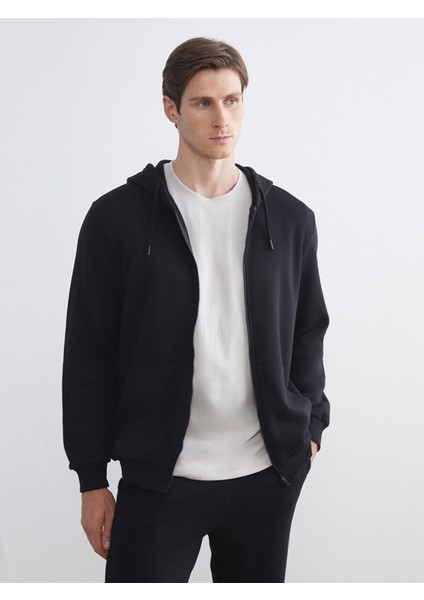 Yeni Sezon Kapüşonlu Uzun Kollu Erkek Fermuarlı Sweatshirt