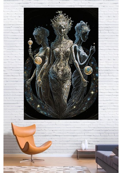 Evrenin Koruyucusu Tanrıçalar Duvar Örtüsü Duvar Halısı Wall Tapestry