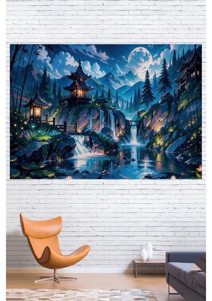 Estetik Japon Manzarası Duvar Örtüsü Duvar Halısı Wall Tapestry