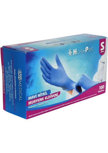 Pudrasız Mavi Nitril Eldiven Küçük Boy (S) 100 Lü Paket modelleri
